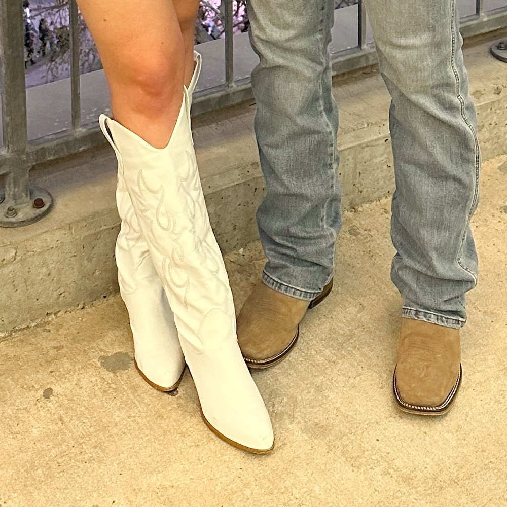 White Western-Style Women's Boots